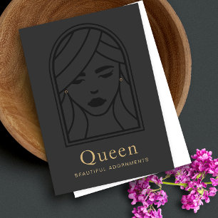 Woman's Face Black Earring Jewellery Display Card