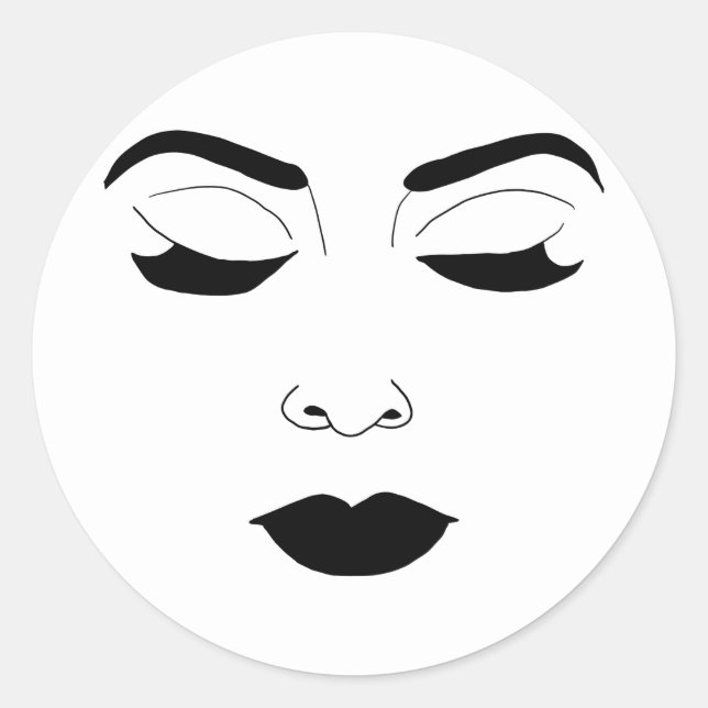 Womans Face Closed Eyes Makeup Beauty Art Classic Round Sticker (Front)