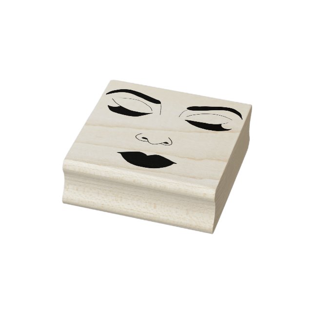 Womans Face Closed Eyes Makeup Beauty Art Rubber Stamp (Stamp)