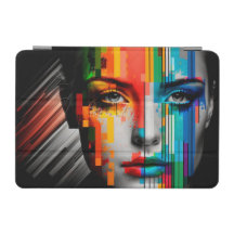 Woman's Face Colour Strips Portrait