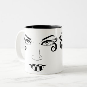 Womans Face fun eye Makeup Beauty Art Two-Tone Coffee Mug