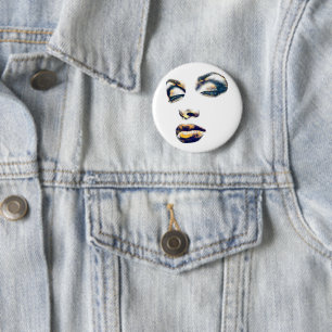 Womans Face Gold Makeup beauty Abstract pop art 2 Inch Round Button