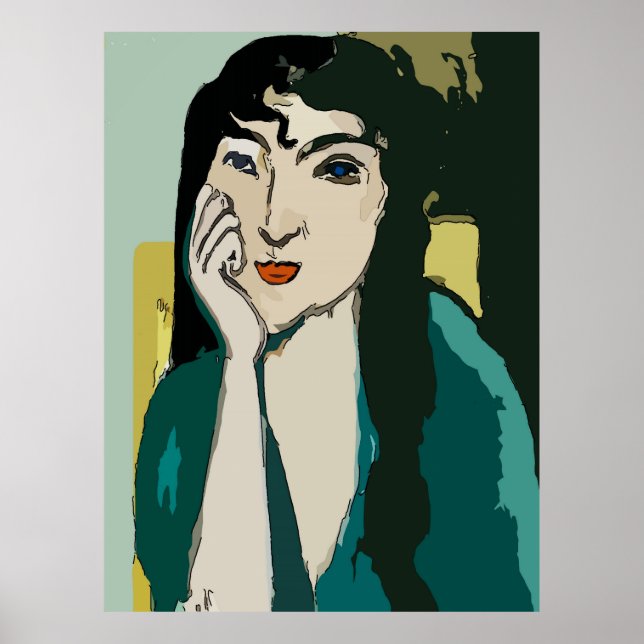 Woman's Face, Green Poster (Front)