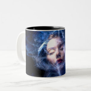 Womans Face Light Painting Two-Tone Coffee Mug