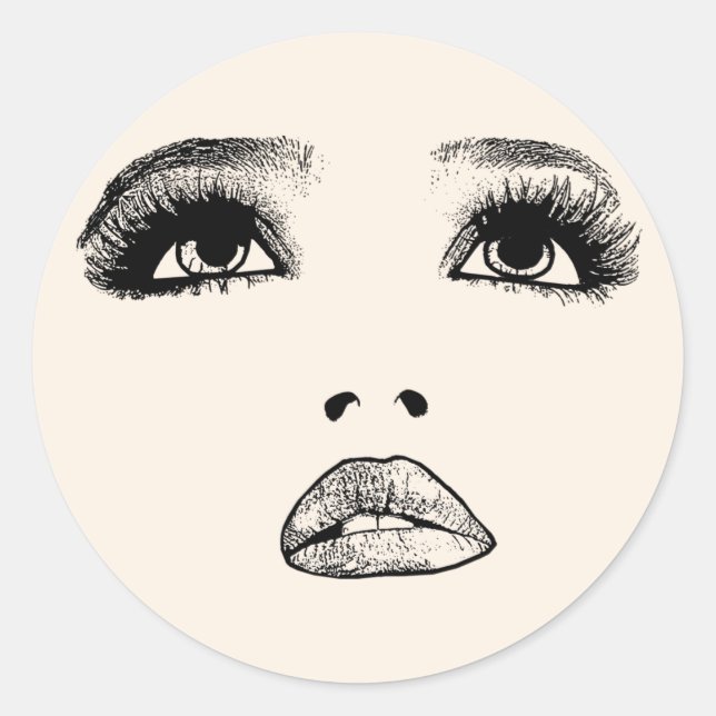 Womans face  looking Up Makeup Beauty Art Classic Round Sticker (Front)