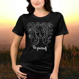 woman's face  with flowers - Be Yourself Tri-Blend Shirt