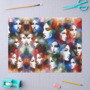 womans faces abstract Decoupage Tissue Paper