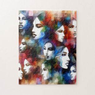 womans faces abstract watercolors pop art  jigsaw puzzle