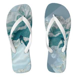Woman's Flip Flops Turquoise Rose