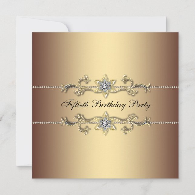 Womans Gold 50th Birthday Party Invitation (Front)