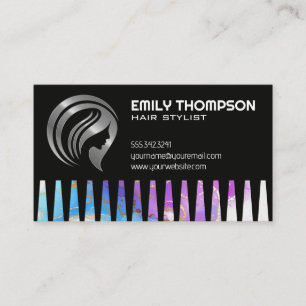 Womans Hair Logo   Watercolor Business Card