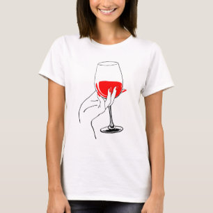 Womans hand holding wine glass art T-Shirt