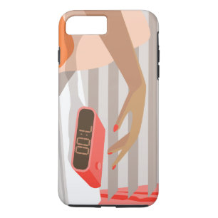 Womans hand pushing on alarm clock snooze button Case-Mate iPhone case