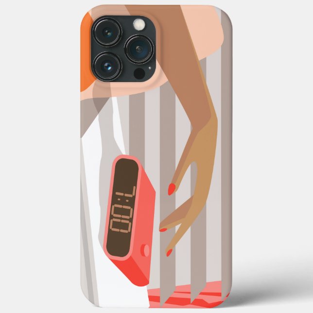 Womans hand pushing on alarm clock snooze button Case-Mate iPhone case (Back)