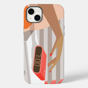 Womans hand pushing on alarm clock snooze button Case-Mate iPhone 14 plus case