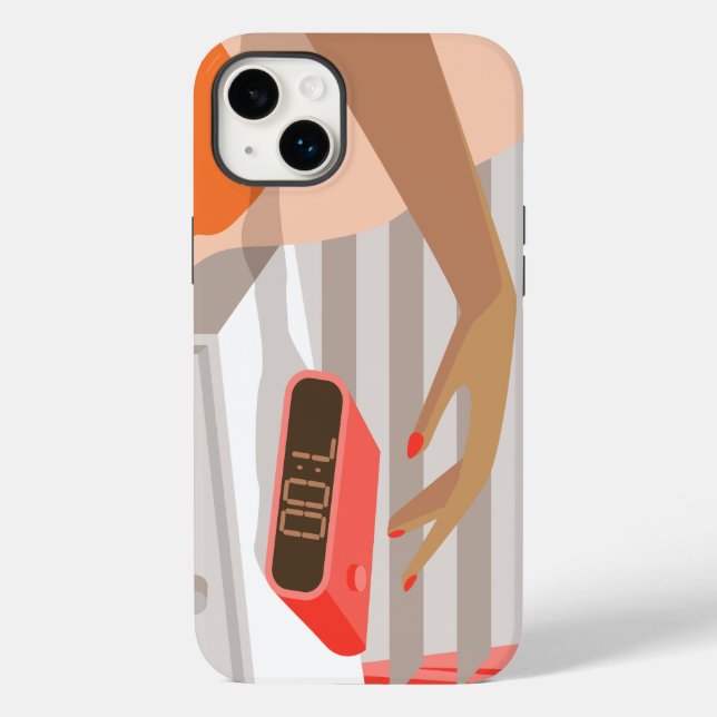 Womans hand pushing on alarm clock snooze button Case-Mate iPhone case (Back)