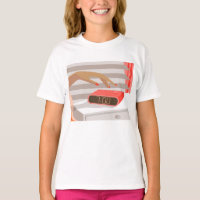 Womans hand pushing on alarm clock snooze button