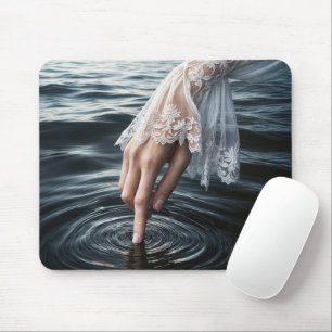 Woman's Hand Touching Water Mouse Pad