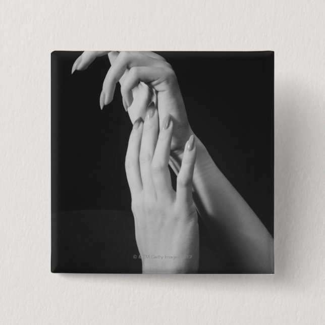 Womans Hands 2 Inch Square Button (Front)