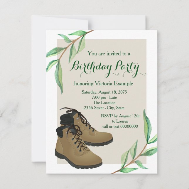 Womans Hiking Birthday Party Invitation (Front)