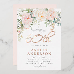 Womans Ivory & Blush 60th Birthday Party Rose Gold