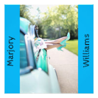 Woman's legs vintage car window. Stiletto Editable