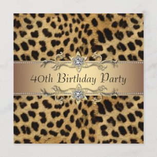 Womans Leopard 40th Birthday Party Invitation