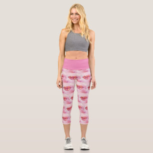 Woman's Lip Capri Leggings in Pink