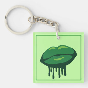 Woman's Lips St. Patrick's Day Design-66677 Keychain
