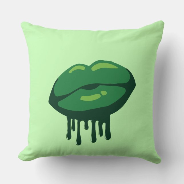 Woman's Lips St. Patrick's Day Design-66677 Throw Pillow (Front)