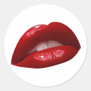 Woman's Luscious Red Lipstick Lips Classic Round Sticker