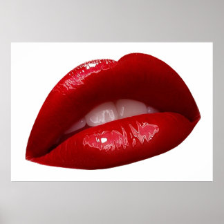 Woman's Luscious Red Lipstick Lips Poster
