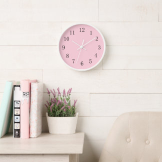 Woman's Pastel Pink with Black Numerals Bathroom Clock