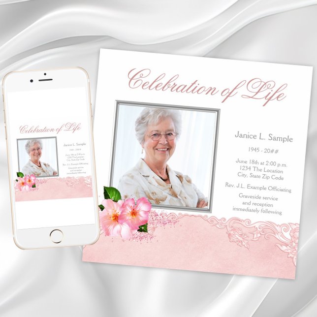 Womans Photo Memorial Service Announcement (Womans Photo Memorial Service Announcement. Digital download and printed invitations available.)