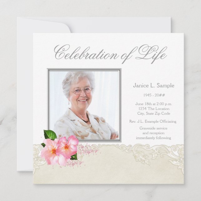 Womans Photo Memorial Service Announcement (Front)