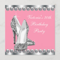 Womans Pink and Silver Birthday Party