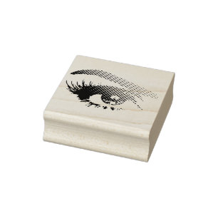 Woman's Pretty Eye in Halftone Dots - Right Rubber Stamp