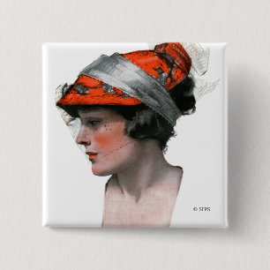 Woman's Profile 2 Inch Square Button