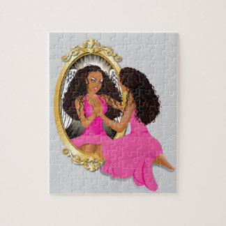 Woman's Reflection Pink Jigsaw Puzzle