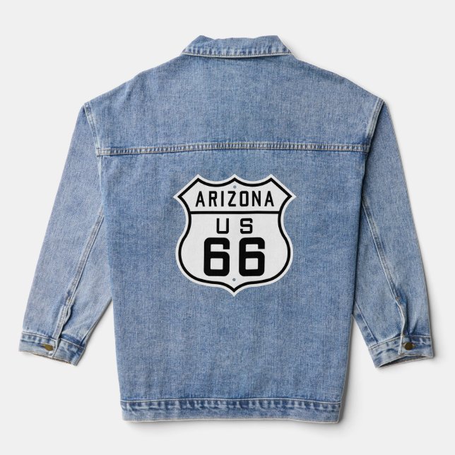 Woman's Route 66 Highway Sign Denim Jacket (Back)