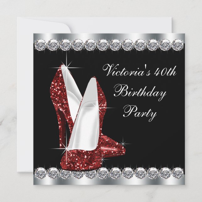 Womans Ruby Red Birthday Party Invitation (Front)