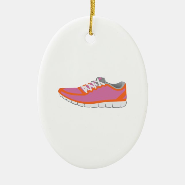 WOMANS RUNNING SHOE CERAMIC ORNAMENT (Front)