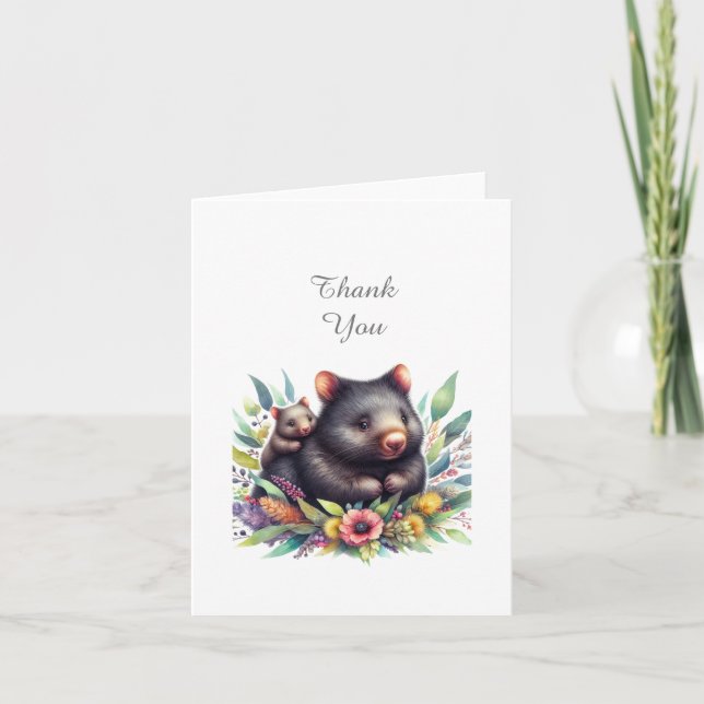 Wombat Animaux Baby shower Merci Carte de note (Devant)