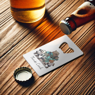 Wombat Cartoon Thank You Coach PE Teacher Artwork Credit Card Bottle Opener