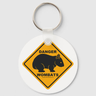 Wombat Danger Road Sign Keychain