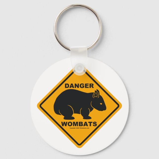 Wombat Danger Road Sign Keychain (Front)