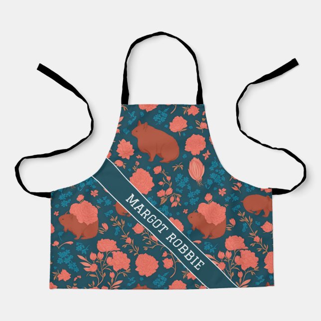 Wombat Floral Colourful Personalized Pattern Apron (Front)