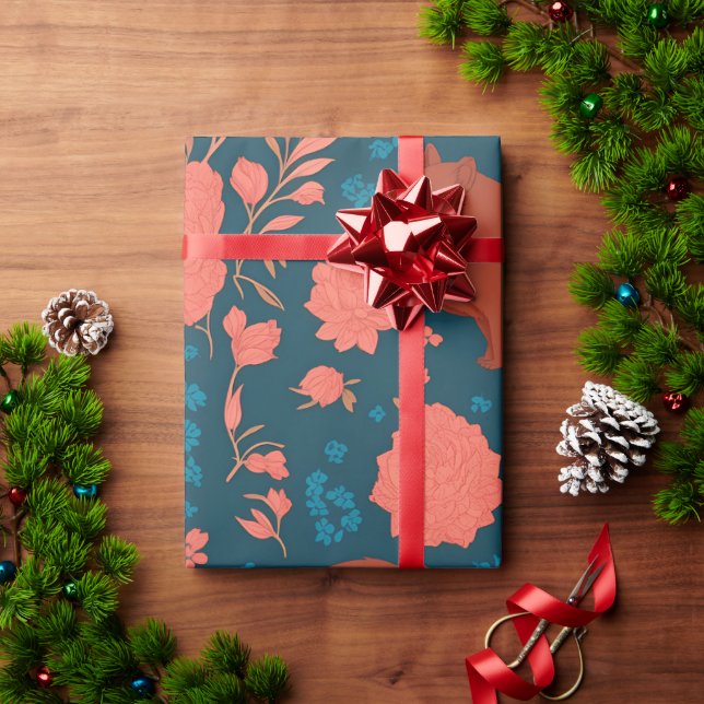 Wombat Floral Colourful Personalized Pattern Wrapping Paper (Holiday Gift)