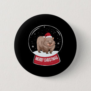 Wombat Merry Christmas Snowball 2 Inch Round Button