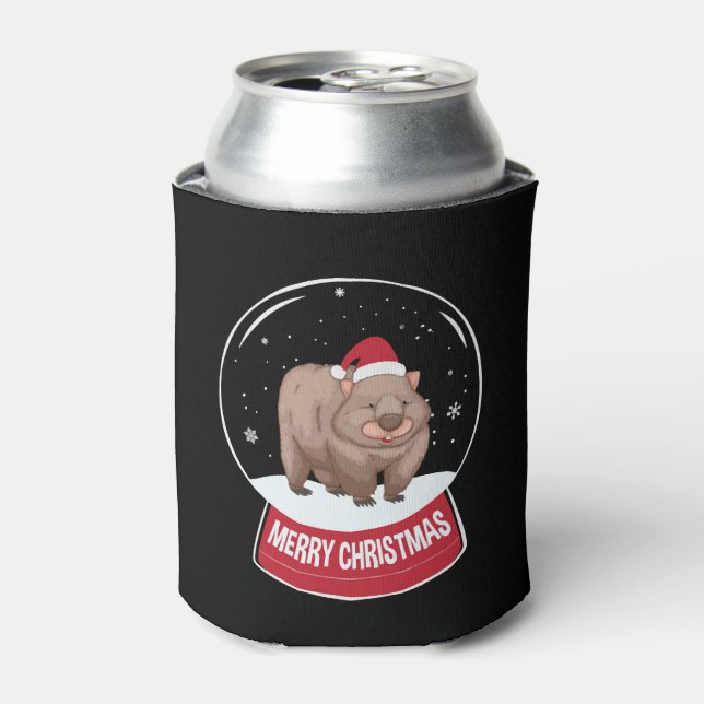 Wombat Merry Christmas Snowball Can Cooler (Can Front)